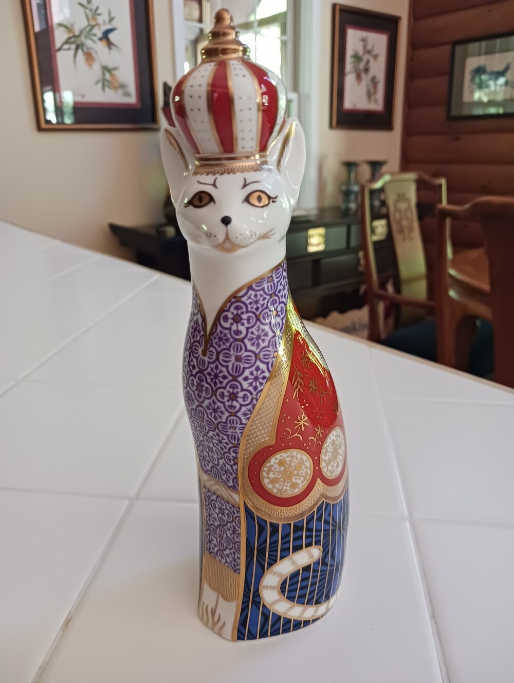 Vintage Royal Crown Derby Porcelain 9" Abyssinian Cat